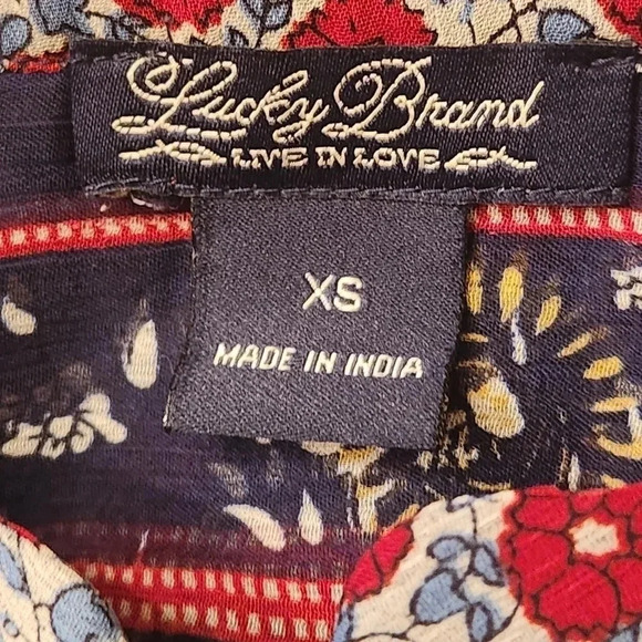 Lucky Brand Boho Floral Peasant Top XS - Picture 3 of 6